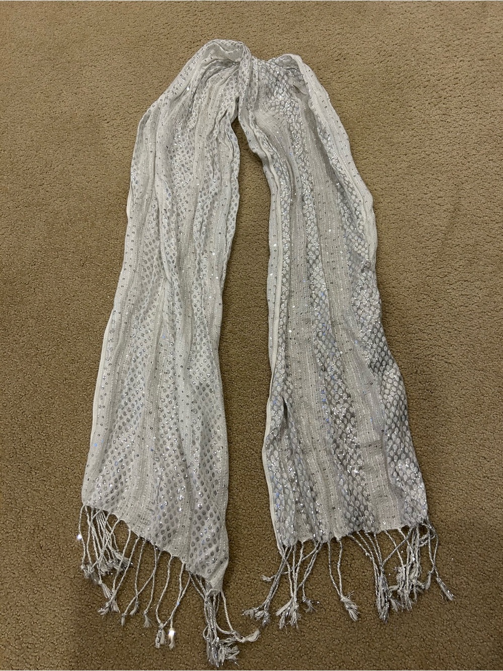Silver Embellished Fringe Women's Scarf